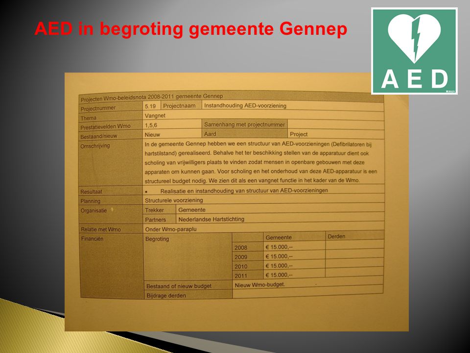 AED in begroting gemeente Gennep