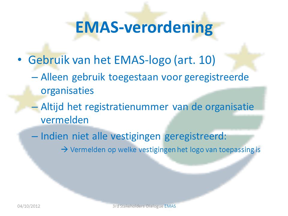 EMAS-verordening • Gebruik van het EMAS-logo (art.