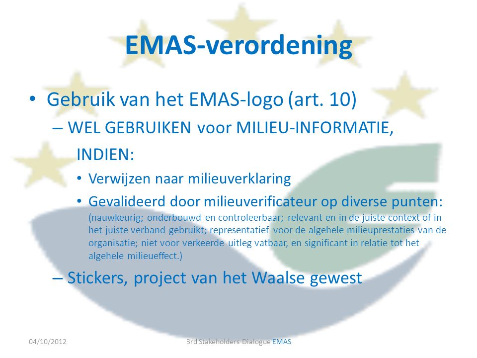EMAS-verordening • Gebruik van het EMAS-logo (art.