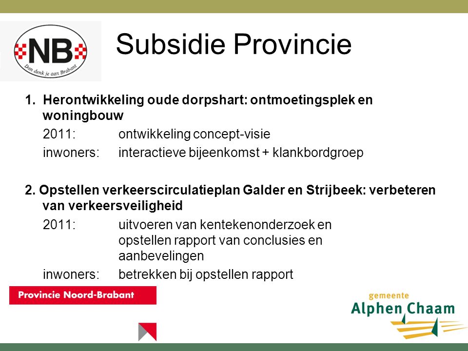 Subsidie Provincie 1.