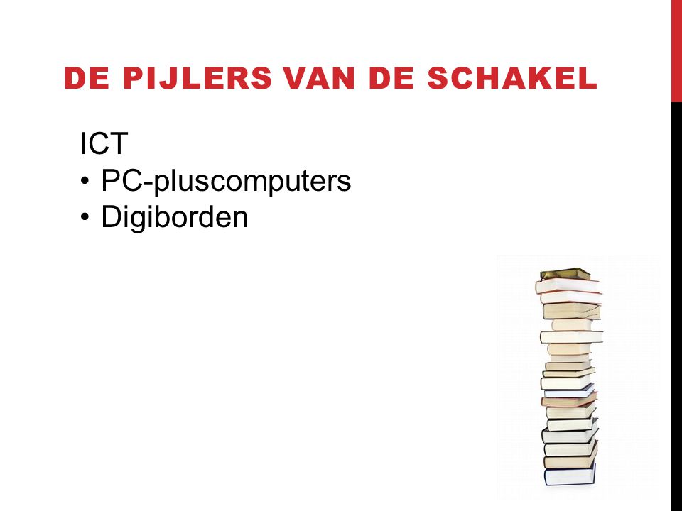 DE PIJLERS VAN DE SCHAKEL ICT •PC-pluscomputers •Digiborden
