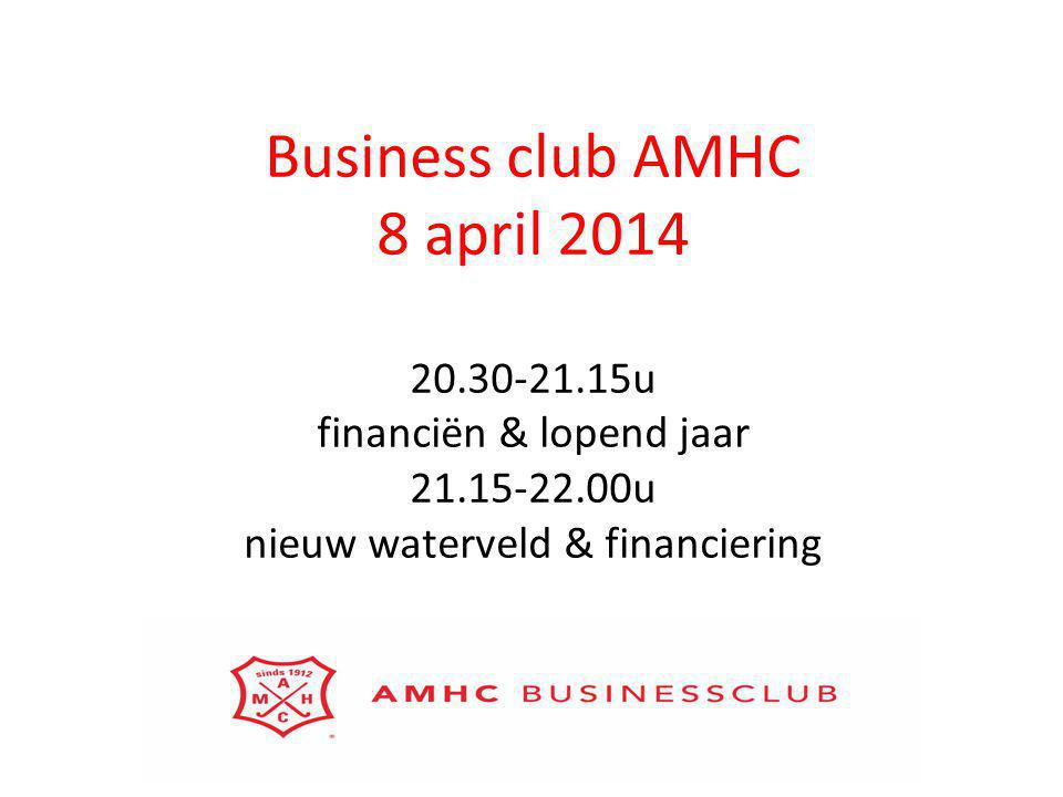 Business club AMHC 8 april u financiën & lopend jaar u nieuw waterveld & financiering