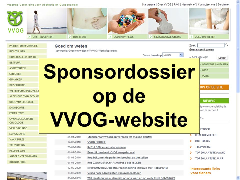 Sponsordossier op de VVOG-website