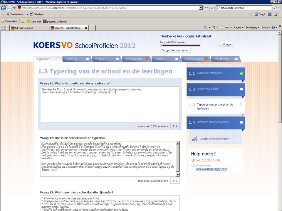 Screendump   15 Schoolprofiel Koers VO