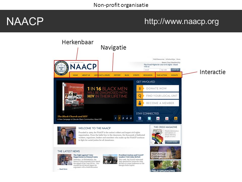 NAACP   Herkenbaar Navigatie Interactie Non-profit organisatie