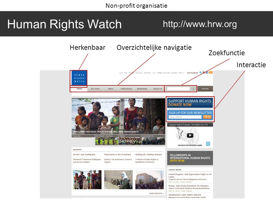 Human Rights Watch   HerkenbaarOverzichtelijke navigatie Zoekfunctie Interactie Non-profit organisatie