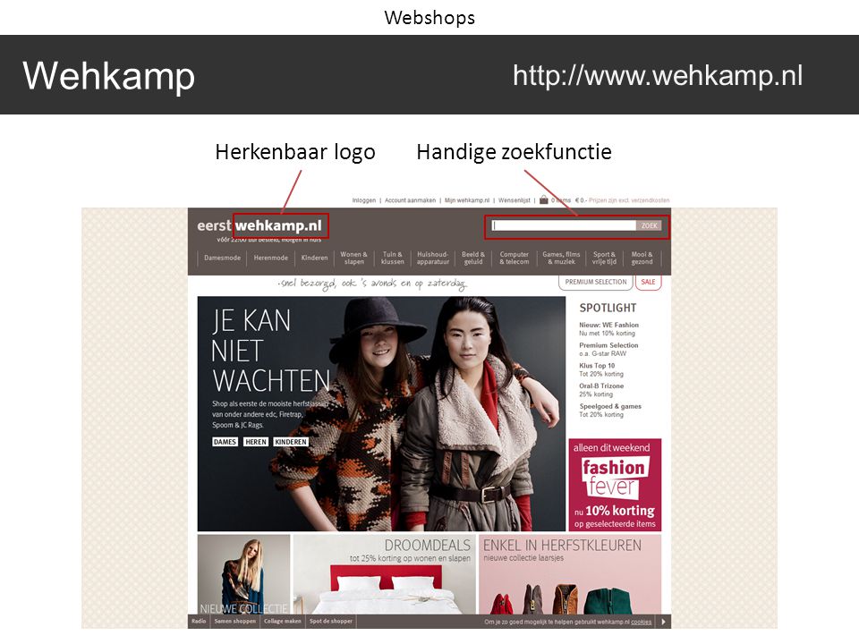 Wehkamp   Webshops Herkenbaar logoHandige zoekfunctie