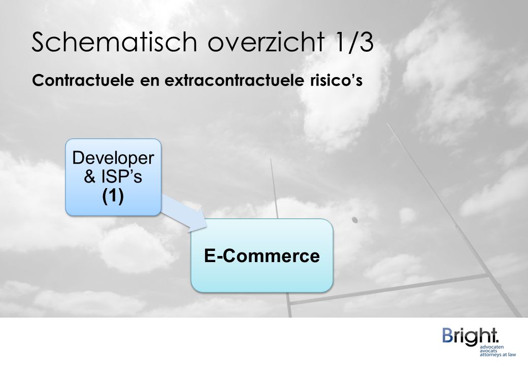 Schematisch overzicht 1/3 Developer & ISP’s (1) Contractuele en extracontractuele risico’s E-Commerce