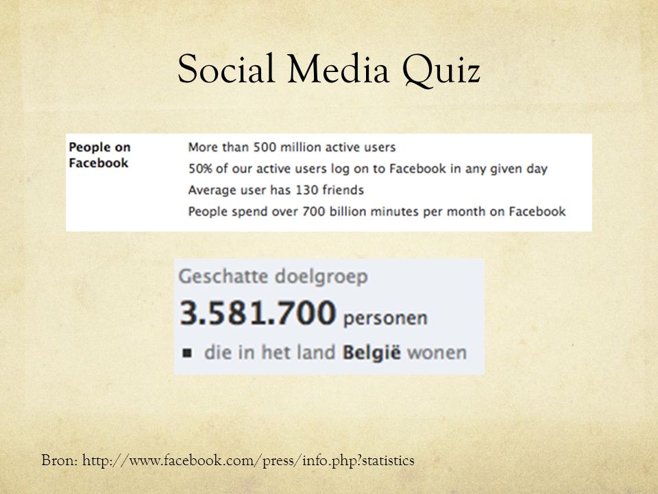 Social Media Quiz Bron:   statistics