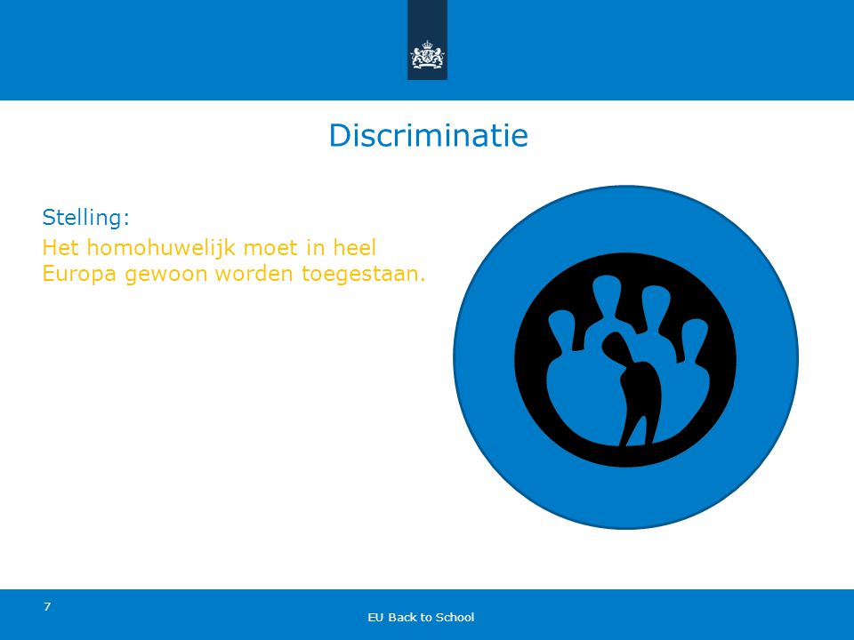 Discriminatie Stelling: Het homohuwelijk moet in heel Europa gewoon worden toegestaan.