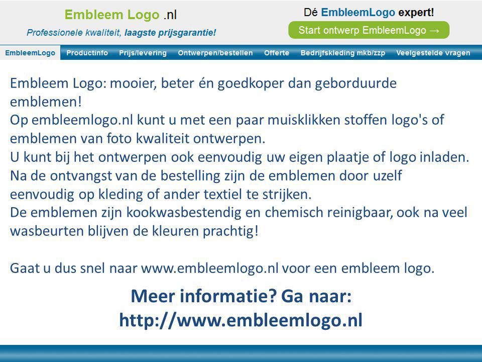 Embleem Logo: mooier, beter én goedkoper dan geborduurde emblemen.