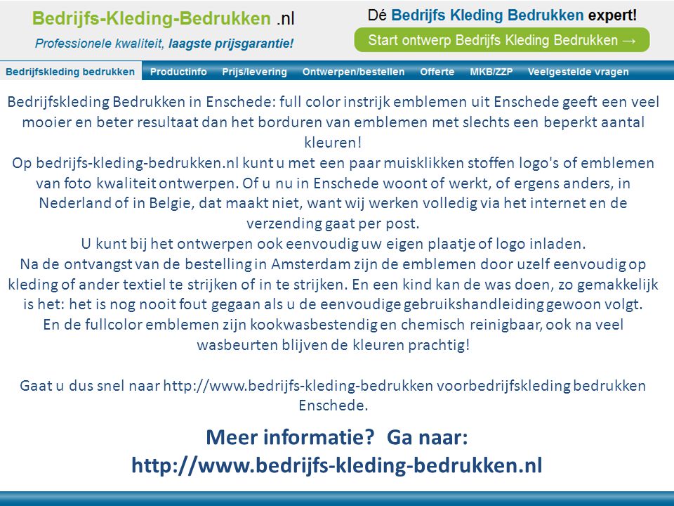 Bedrijfskleding Bedrukken in Enschede: full color instrijk emblemen uit Enschede geeft een veel mooier en beter resultaat dan het borduren van emblemen met slechts een beperkt aantal kleuren.