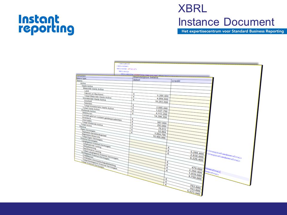 2011 Instant reporting | pagina 1 van x Technische instance Leesbare instance XBRL Instance Document
