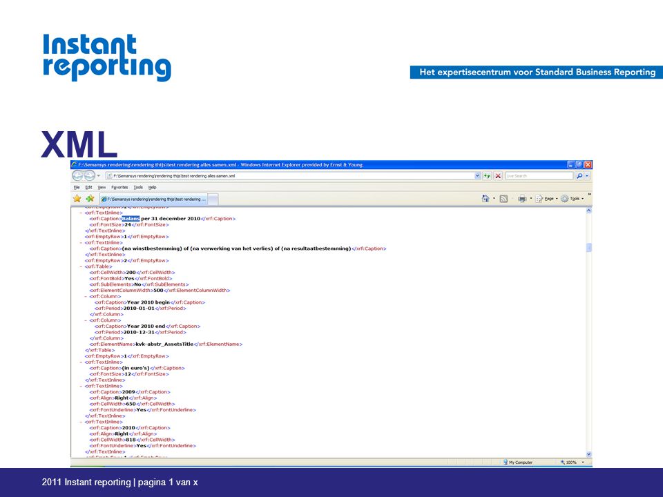 XML 2011 Instant reporting | pagina 1 van x
