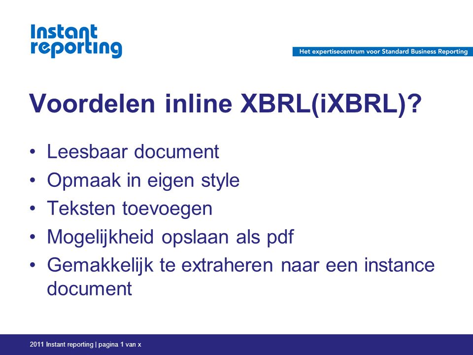 Voordelen inline XBRL(iXBRL).