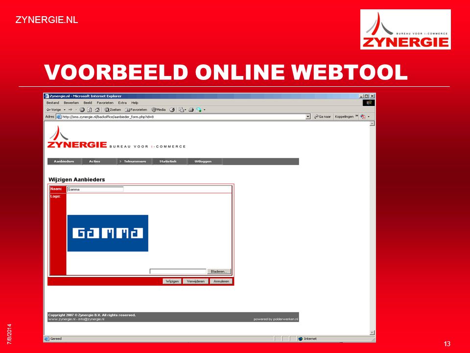 7/8/2014 ZYNERGIE.NL 13 VOORBEELD ONLINE WEBTOOL
