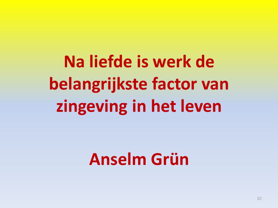 Na liefde is werk de belangrijkste factor van zingeving in het leven Anselm Grün 10