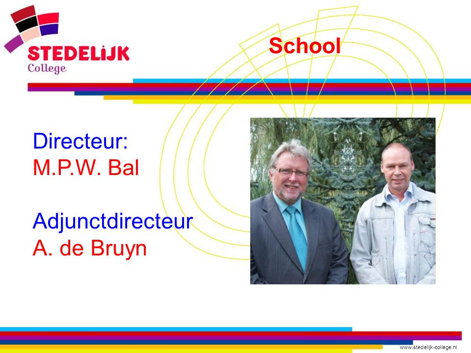 Directeur: M.P.W. Bal Adjunctdirecteur A. de Bruyn School