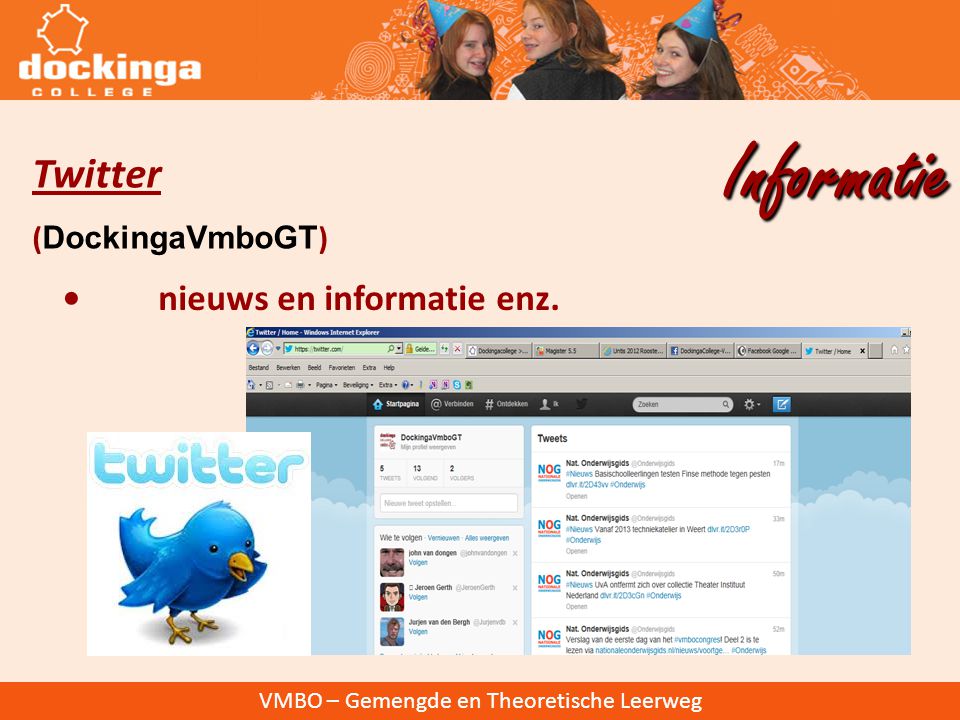 VMBO – Gemengde en Theoretische Leerweg Twitter ( DockingaVmboGT ) nieuws en informatie enz.
