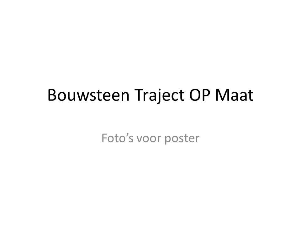 Bouwsteen Traject OP Maat Foto’s voor poster