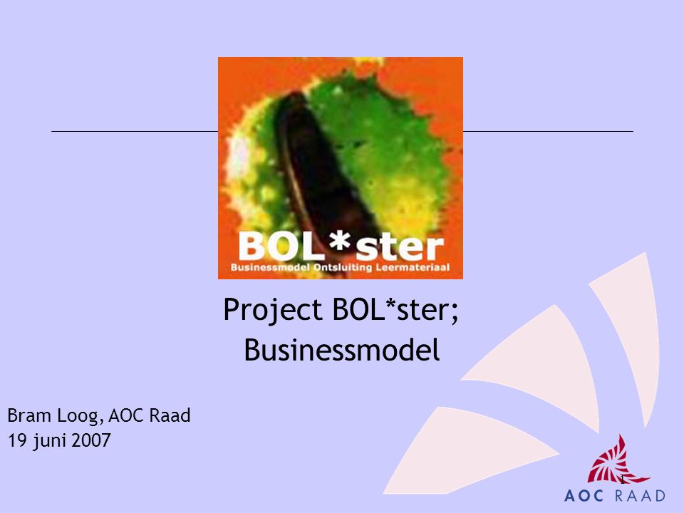 1 Project BOL*ster; Businessmodel Bram Loog, AOC Raad 19 juni 2007