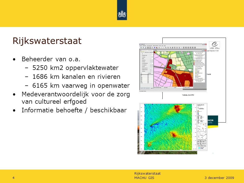 Rijkswaterstaat MACHU GIS43 december 2009 Rijkswaterstaat Beheerder van o.a.