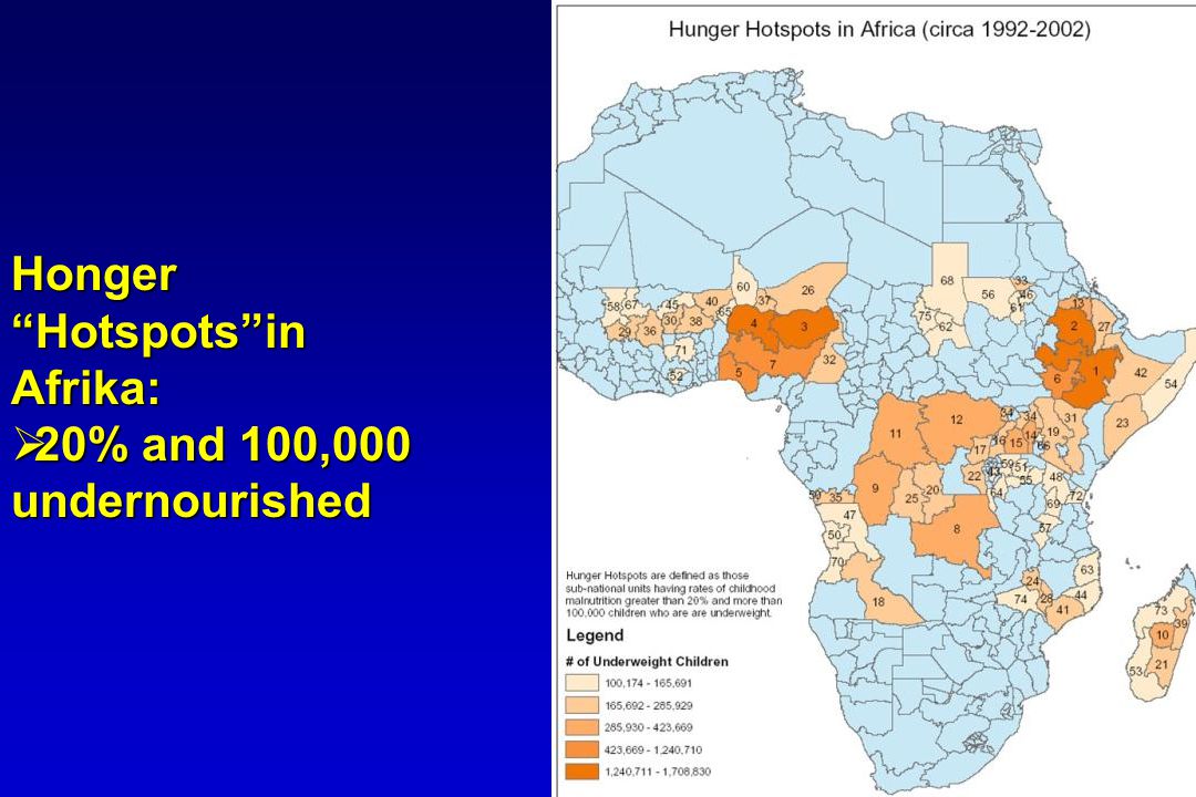 Honger Hotspots in Afrika:  20% and 100,000 undernourished