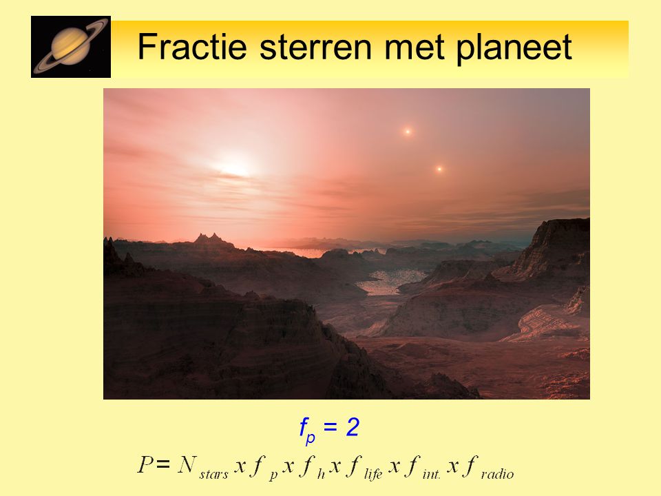 Fractie sterren met planeet f p = 2