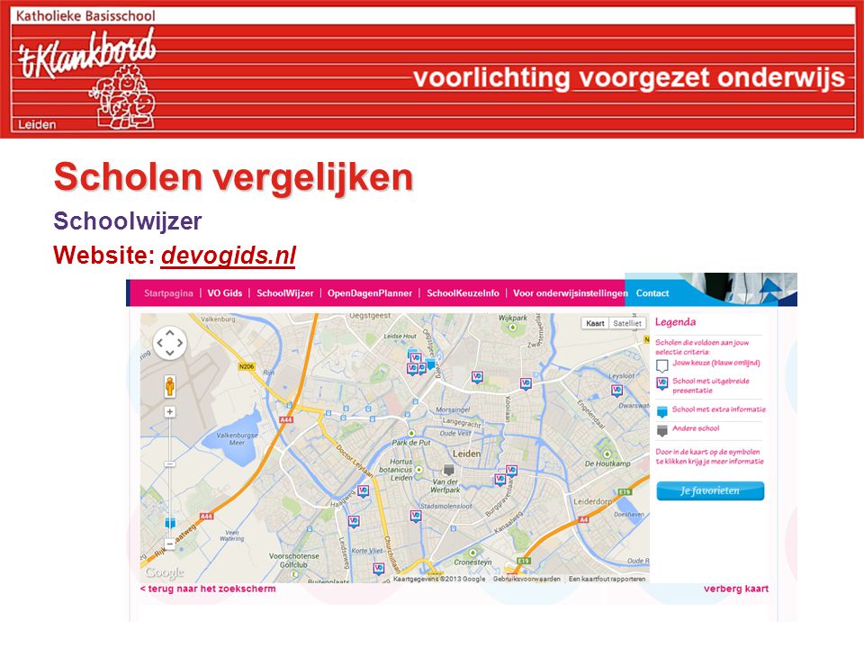 Scholen vergelijken Schoolwijzer Website: devogids.nl