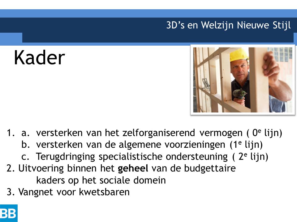 3D’s en Welzijn Nieuwe Stijl Kader 1. a.