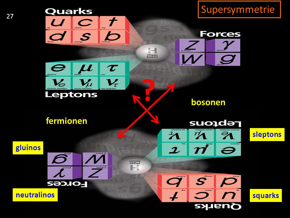 fermionen bosonen Supersymmetrie squarks sleptons gluinos neutralinos 27