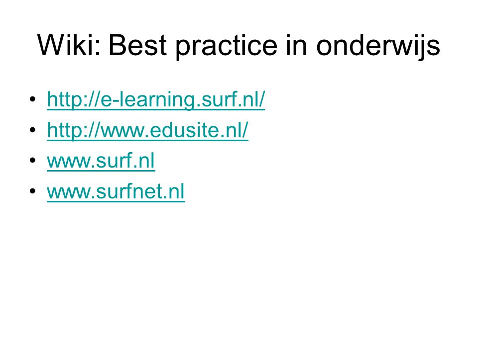 Wiki: Best practice in onderwijs