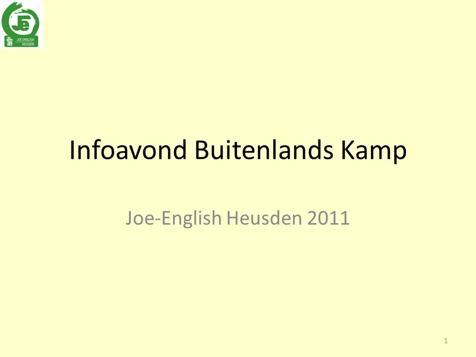 Infoavond Buitenlands Kamp Joe-English Heusden