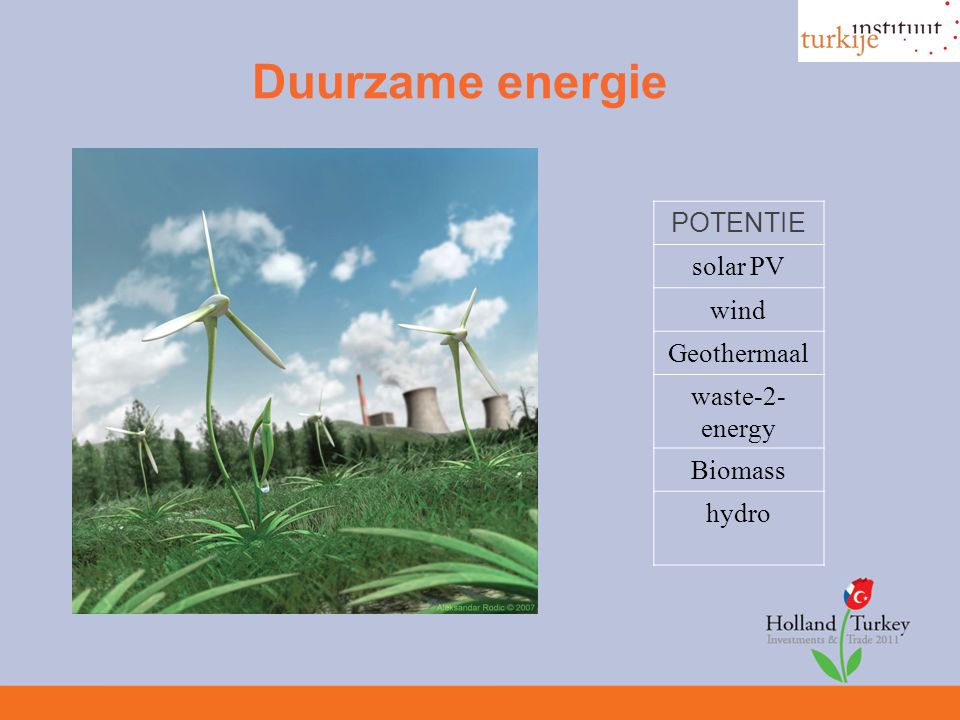 Duurzame energie POTENTIE solar PV wind Geothermaal waste-2- energy Biomass hydro