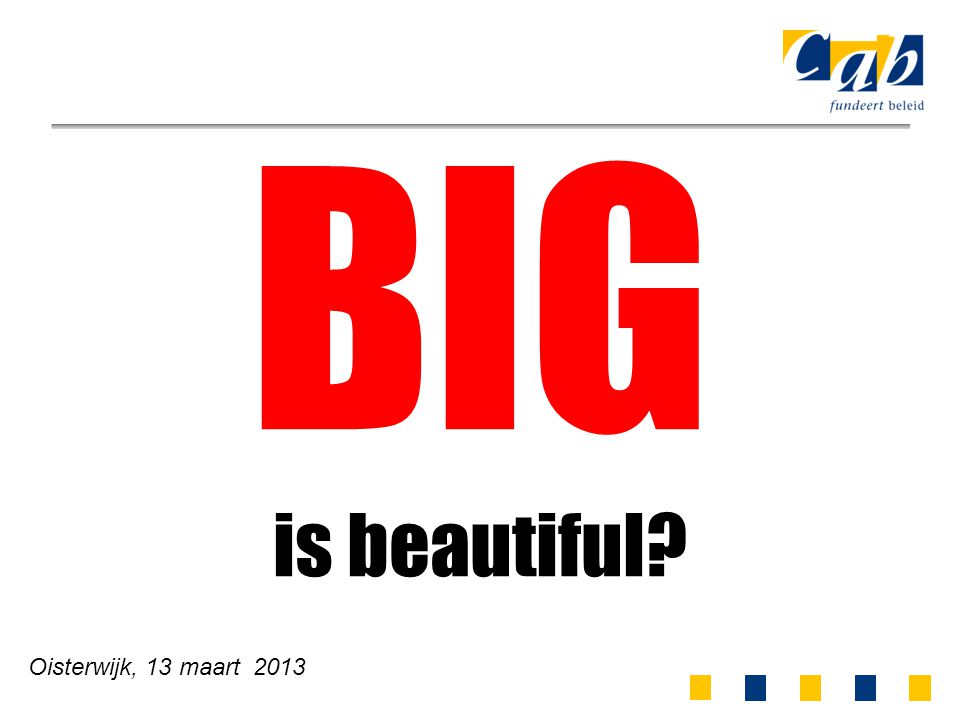 Oisterwijk, 13 maart 2013 BIG is beautiful