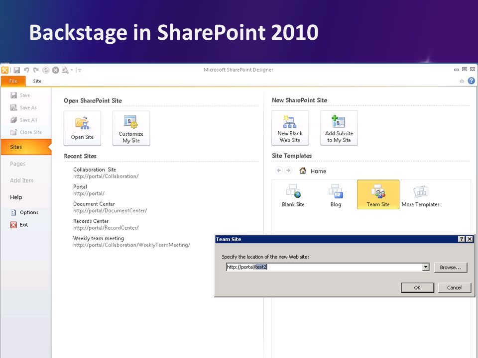 Backstage in SharePoint 2010
