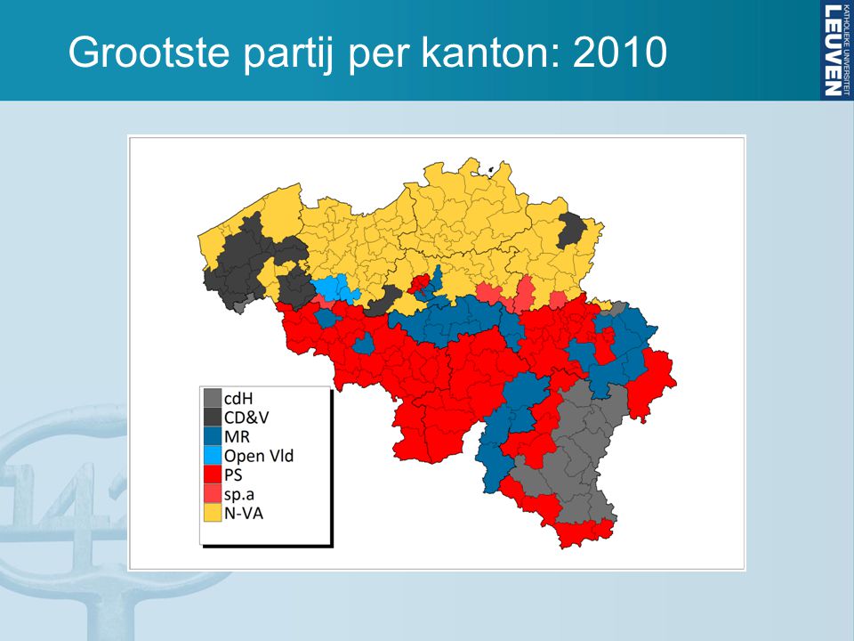 Grootste partij per kanton: 2010