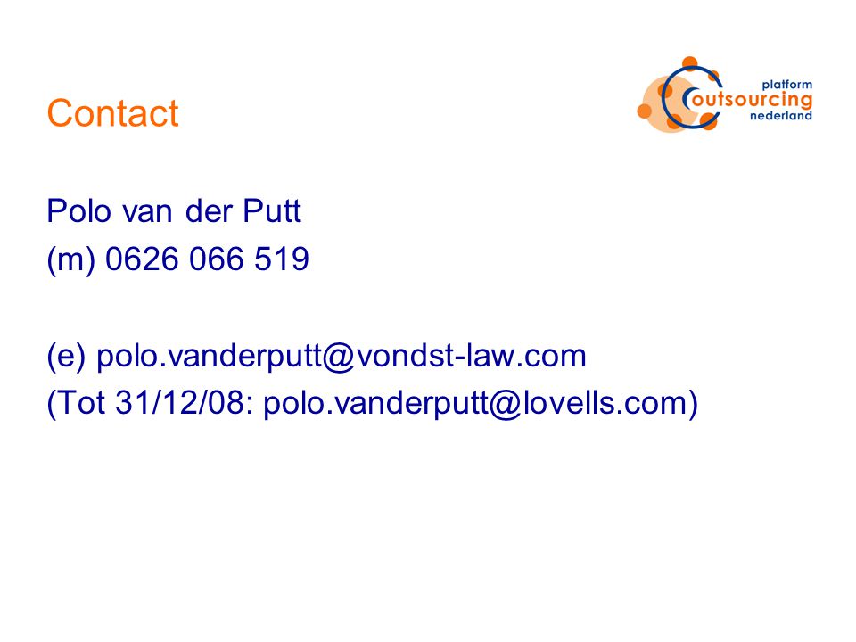Contact Polo van der Putt (m) (e) (Tot 31/12/08: