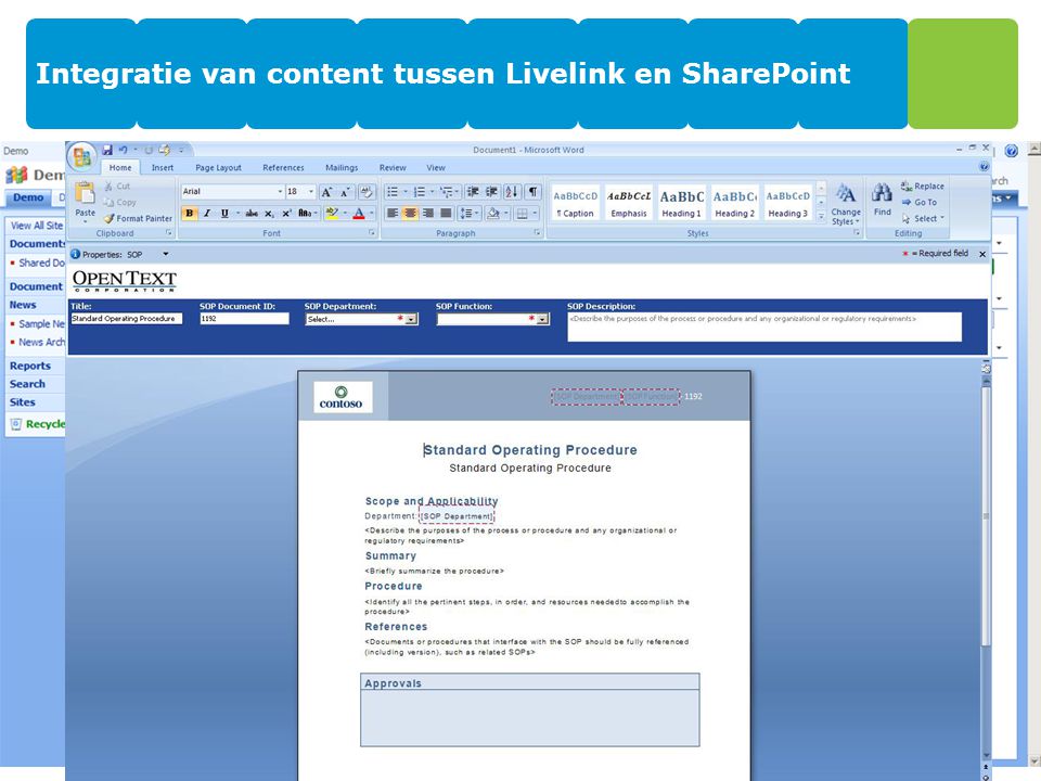 Integratie van content tussen Livelink en SharePoint