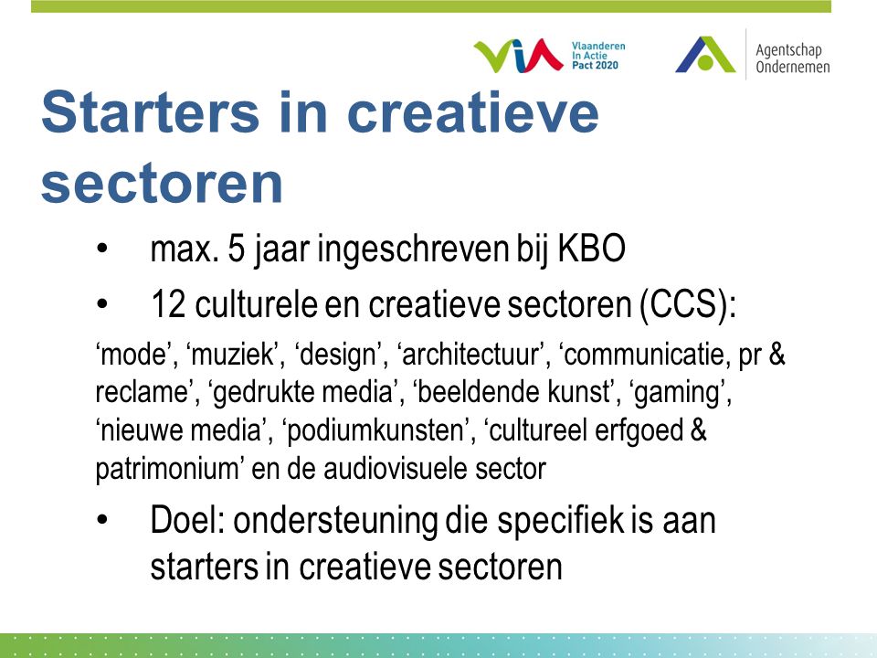Starters in creatieve sectoren max.