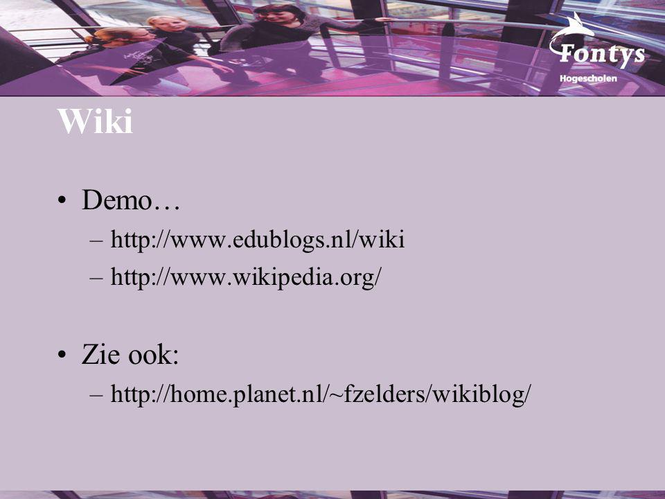 Wiki Demo… –  –  Zie ook: –