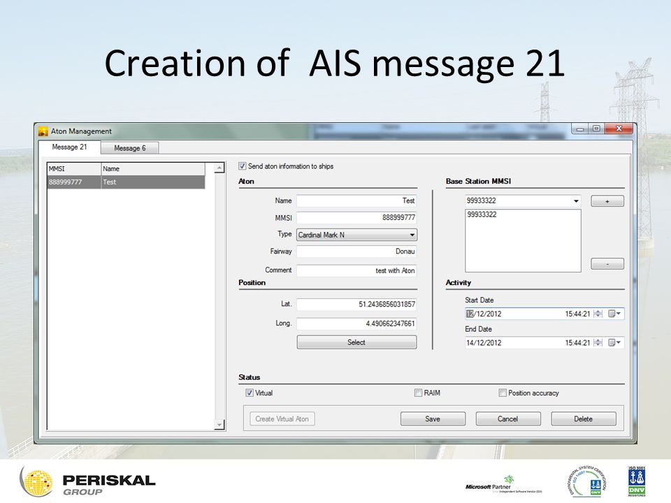 Creation of AIS message 21