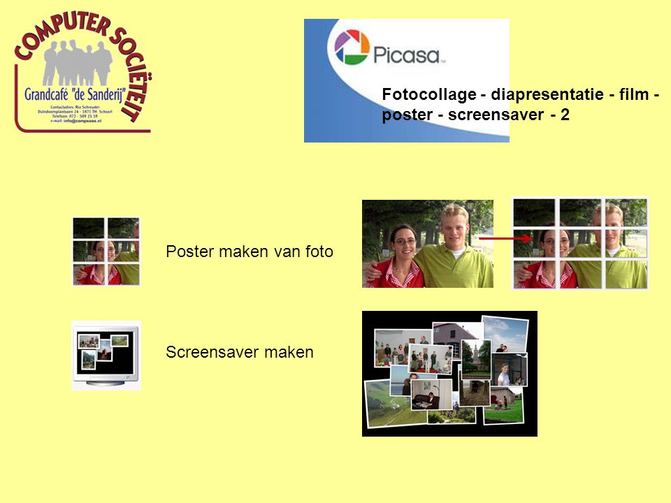 Fotocollage - diapresentatie - film - poster - screensaver - 2 Poster maken van foto Screensaver maken