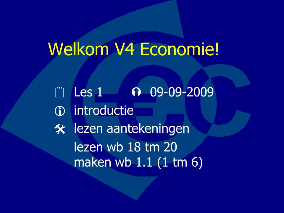 Welkom V4 Economie.