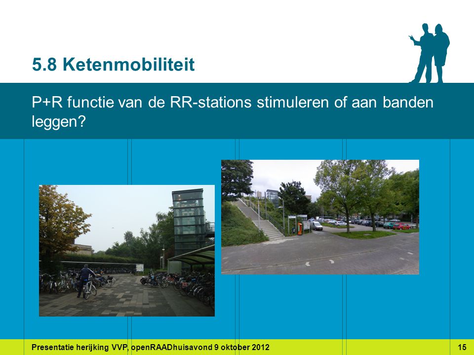 Presentatie herijking VVP, openRAADhuisavond 9 oktober Ketenmobiliteit P+R functie van de RR-stations stimuleren of aan banden leggen