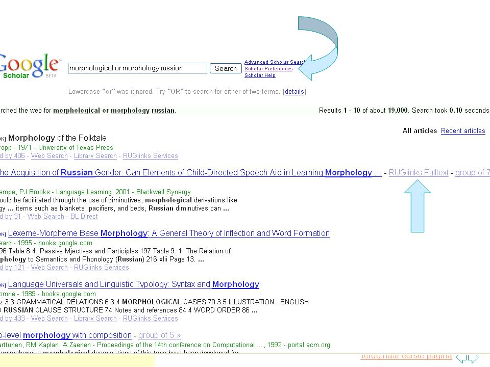 Terug naar eerste pagina Google Scholar
