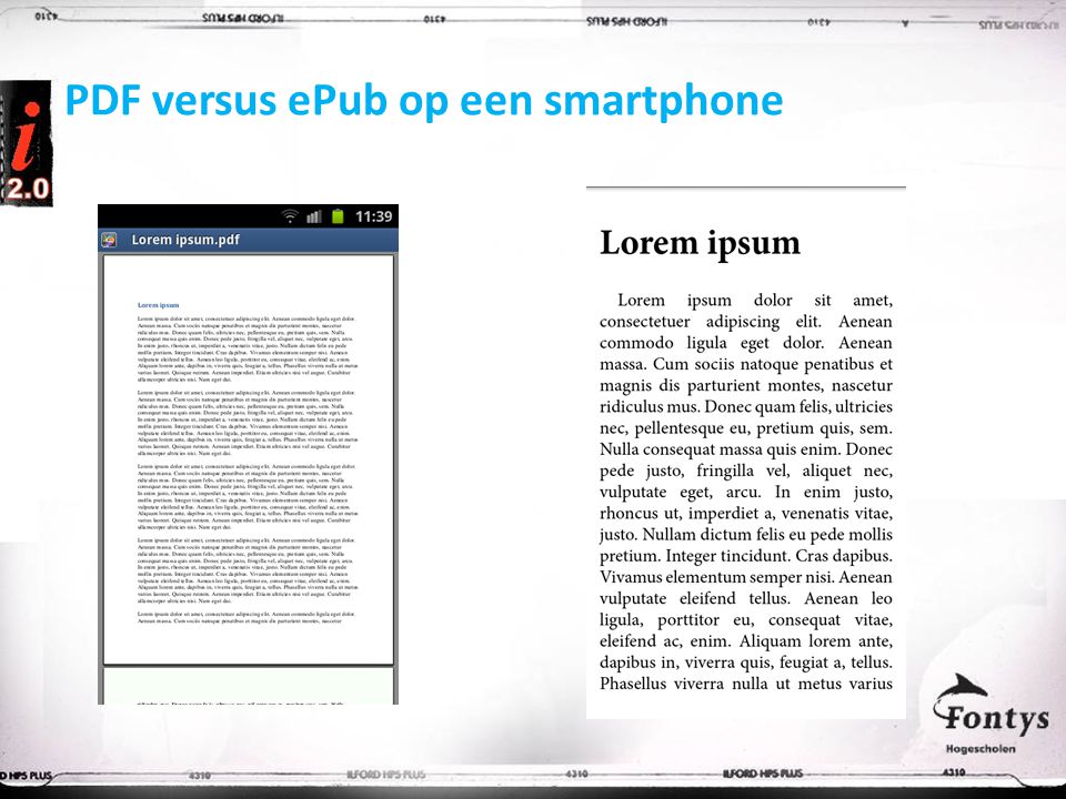 PDF versus ePub op een smartphone
