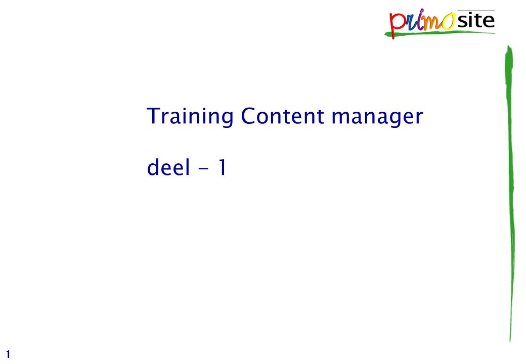 1 Training Content manager deel - 1