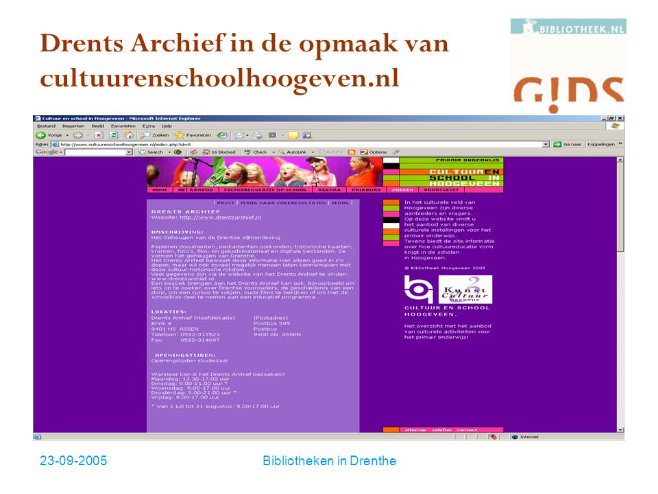 Bibliotheken in Drenthe Drents Archief in de opmaak van cultuurenschoolhoogeven.nl