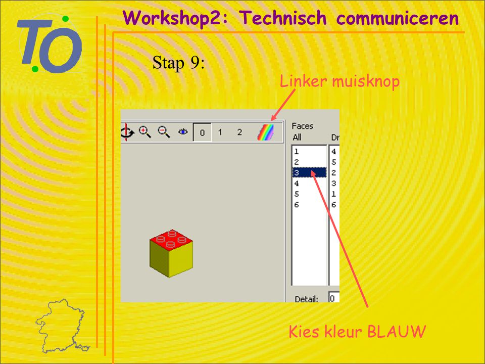 Workshop2: Technisch communiceren Stap 9: Linker muisknop Kies kleur BLAUW